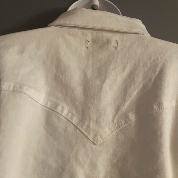 True Religion Western White Shirt Jacket W/Pearl Snaps Denim Stretch Size XL - Picture 9 of 9